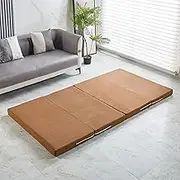 Portable Double Folding Mattress for Camping and Travel, 5cm Thick Floor Mat Topper with Washable Cover, Space-Saving Guest Bed in Box, Perfect for Caravan (Blue 200*60cm)