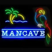 Man Cave Parrot Palm Tree 20"x16" Neon Sign Lamp Bar With Dimmer