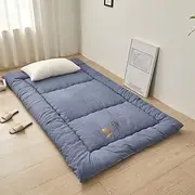 Japanese Futon Mattress, Thicken Japanese Floor Sleeping Pad with Zipper Cover Foldable Floor Bed Roll up Mattress Guest Mattress,Easy to Clean(Blue,100x200cm)