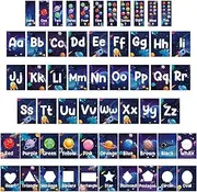 Outer Space Alphabet Number Bulletin Board Set Space Poster ABC Letters Lines Cutouts for Classroom Decoration Galaxy Planet Wall Educational Learning Cards for Teacher Supplies Preschool Kindergarten