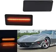 Smoked Lens Amber LED for 1974 1975 1976 1977 1978 1979 Chevy Corvette C3 Front Bumper Side Marker Lights
