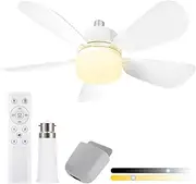 Socket Fan Light with B22 Base Extension, LED Light Socket Fan, Ceiling Fan with Lights and Remote for Bathroom, Kitchen, Bedroom (45CM, Pack, 1)