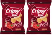 2 CRIPSY CHIPS Paprika Flavor Potato Chips Bags Crisps Snacks 150g 5.3oz