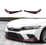 For Honda Civic 22-2023 2024 Black+Red Edge Bumper Lip Spoiler Aprons Trim 2pc (for: Honda Civic)
