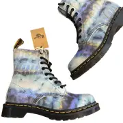 NWT DR MARTENS 1460 Pascal Blue Summer Tie Dye Tumbled 27242400 Women's Boots 7