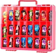 Organiser Storage Case for Hot Wheels Die-Cast Vehicles Gift Set Toy Cars, Holder Container Bag for Matchbox Cars for Hotwheels Car 48 Compartments Red (Box Only)