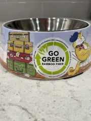 "English Kit-Tea" 5” Cat Bowl Go Green Bamboo Kitty Feeding Removable Stainless