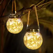 Solar Garden Lights 30LED Solar Light Hanging Outdoor Decoration Waterproof Glass Bottle Lantern