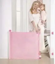 Retractable Baby Gate, Mesh Baby and Pet Gate 33" Tall, Extends up to 55" Wide