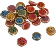 [NeaxgeandX] 30 Pieces Round Flat Spacer Beads Porcelain Ceramics Bead for Jewelry Making