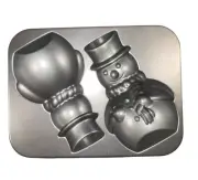 Crate & Barrel Cake Pan Holiday Snowmen Christmas Retired New Heavy Non Stick