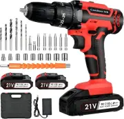 Cordless Drill Driver 21V Powerful Cordless Drill Set with 2 Batteries 2.0Ah