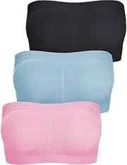 [FULIER] Bandeau Bra Padded Strapless Brarette Soft Bras Seamless Stretchy Women Tube Top