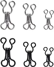 (Silver and Black) - Bememo 50 Set Sewing Hooks and Eyes Closure for Bra and Clothing, 3 Sizes (Silver and Black)