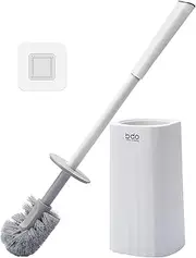 wiseUwise Premium Toilet Brush and Holder Set - 48 cm Long Handle Wall Mounted, drip Proof Design, Thick bristles for deep Cleaning, Grey (1 Toilet Brush Set (Gray))