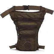 Mens Canvas Drop Leg Bag Crossbody Bag Shoulder Strap Hip Bum Fanny Waist for Travel Hiking Motorcycle Riding(Coffee)