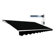 Motorised Outdoor Folding Arm Awning Retractable Sunshade Canopy Black 4.0m x 2.5m