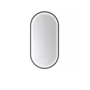 EURO MIRROR Kapsel Aluminium Oval LED Illuminated Bathroom Wall Mirror - Black