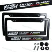 2pc JDM Mugen Black ABS License Plate Frame with Caps for Honda Civic Fit Acura