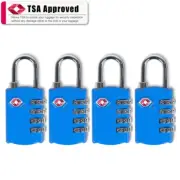 TSA Approved 4 Digit Luggage Combination travel Lock Alloy Body Padlock (4 Pack)