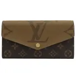 【LOUIS VUITTON 路易威登】LV M80726 SARAH 經典花紋拼接扣式發財零錢長夾(現貨)