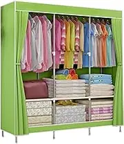 Portable Wardrobe Canvas Wardrobe, Fabric Wardrobes with Hanging Rail, Fabric Cover, Clothes Closet Storage Organizer for Clothes, Shoes Clothes Rack