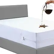 Bed Bug Mattress Protector, Anti Allergy Fully Zipped Waterproof Mattress Encasement with Zip dust mite cover King size (152 x 200+30cm)
