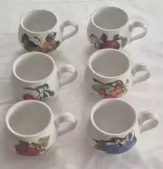 Portmeirion Pomona Set Of 6 Coffee Tea Cups Mugs Fruit Pattern. New.