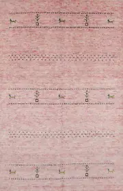 One-of-a-kind Tribal Gabbeh Pink Rug Hand-knotted Wool 4x6 ft