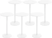 Giantex 6-Pack Two-in-one Bar Table with Detachable Pole, Metal Base, 24" Round Top, 40"/22" Two Convertible Height, Cocktail Pub Table for Bistro, Dining Room, Restaurant, Kitchen, White