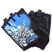 2PAIR Cycling Sports Anti Skid Particles Half Finger Gloves BLUE COLOR