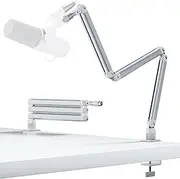 TODI Mic Arm, Rotatable Mic Stand Boom Arm with 2 Interfaces, Desk Mic Arm Bear 2.8LB with C Mount Clamp, Mic Stand Boom Arm for Space Saving with Cable Management with 3/8'' 5/8'' Interface