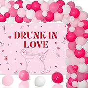 Drunk in Love Bachelorette Party Decorations Pink Drunk in Love Backdrop Balloon Garland Arch Kit Cocktail Party Decor for Women Bachelorette Bridal Shower Party Wedding Engagement Hen Party Supplies