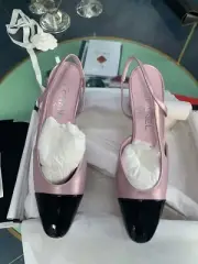 NIB Chanel Coco Beach 24M Classic Slingbacks Metallic Pink CC Logo size 38.5 EU
