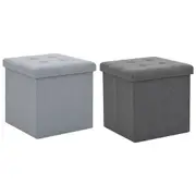 Folding Storage Stool Chest Container Footstool Living Room Faux Linen vidaXL