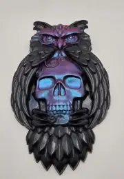 Skull Owl Wall Hanging Iridescent Home Decor Horror Goth Mythical Boho Fantasy