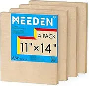MEEDEN Unfinished Wood Canvas Board: 3/4” Deep 11x14” Wooden Canvas Panel Pack of 4 - Blank Cradled Wood Art Board for Painting