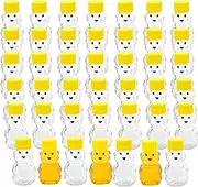 KEJJNYER 50 Pack 2 oz Honey Bear Bottle, Mini Honey Bear Jars Containers Bulk with Yellow Flip Top Lid for Storing and Dispensing