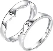 [BESPORTBLE] Couples Promise Ring Sun and Moon Open Band Ring Stylish and Comfortable for Boyfriend Girlfriend