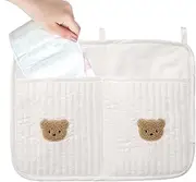 Baby Bedside Storage Bag | Cradle Storage Bag with 2 Pockets,Nursery Bassinet Storage Attachment, Bedside Organizer for Baby Cribs Toys