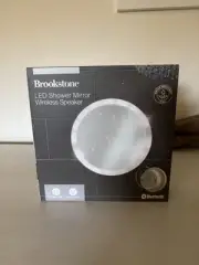 Brookstone LED Shower Mirror Wireless Speaker New In Box Bluetooth Waterproof