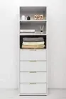 NNEDSZ GENEVA 3 SHELF 4 DRAWER BUILT IN WARDROBE - WHITE - VJ PANEL - PULL BRASS