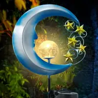 在飛比找樂天市場購物網優惠-【藍月亮燈】LED 太陽能 草坪燈 鐵質 藍月亮 防水庭院燈