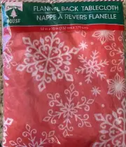 Red w White Snowflakes Tablecloth 52 x 70