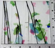 5" x 5" SPRING FRACTURES WITH BLACK STREAMERS ON CLEAR 3mm BULLSEYE GLASS 90 COE
