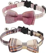 BESPORTBLE 2pcs Bowtie Cats Collars: Adjustable Pet Collars with Bells for Small Cats and Kittens Fashionable Pets Neck Decor Accessories