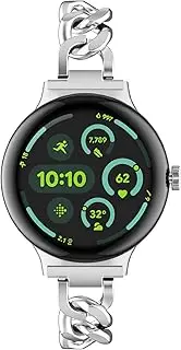 [Wizvv] Compatible with Google Pixel Watch 3 45mm Band, Metal Chain Stainless Steel Adjustable Straps Bracelet with Tool Compatible for Google Watch Pixel 3 45mm Replacement Accessory for Women Men