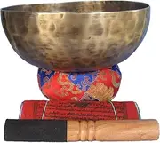 PVS TRADERS 9 Inch Hand Hammered Tibetan Singing Bowl with Suede Covered Mallet