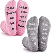 [Geyoga] 2 Pairs of Funny Socks for Couples Wedding Anniversary Gifts for Women Men Partner Socks with Saying Gift Ideas for Girlfriend Anniversary Valentine's Day Birthday Gift