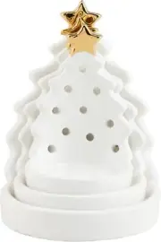 Mud Pie Christmas Tree Votive Holders, White